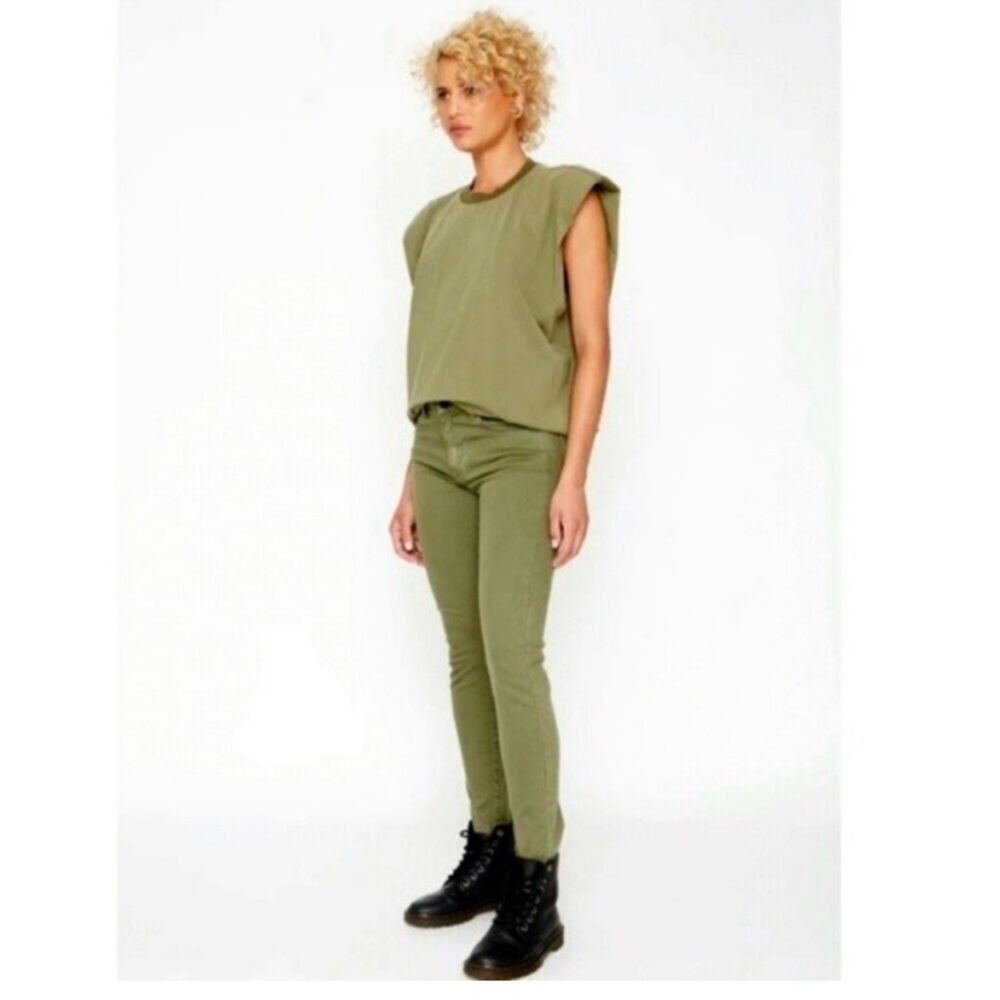🆕 Revolve Free People Sandrine Rose Olive Green Women's Crop Jeans Pants